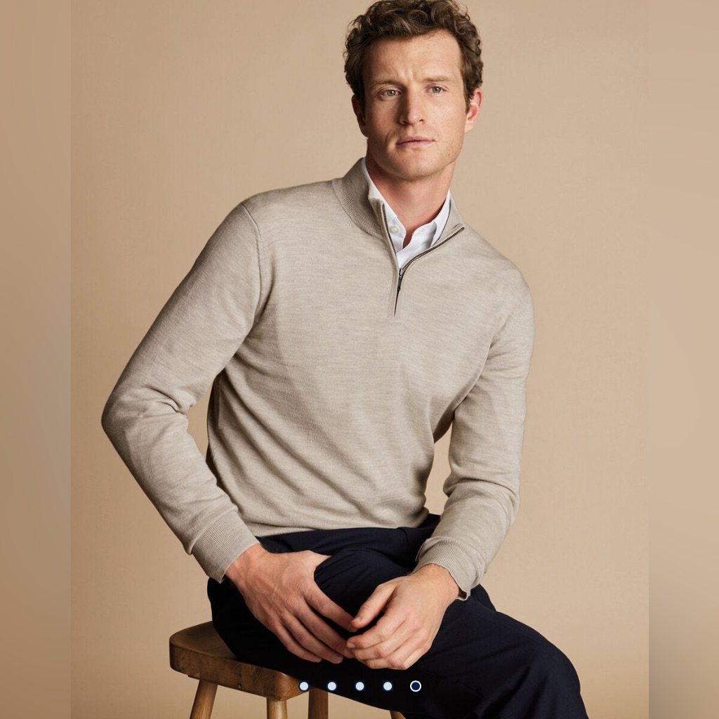 Michael Kors Men’s Elevated Quarter Zip Sweater, Large Nwt